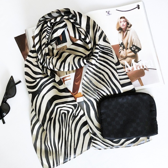Accessories - SALE! Vintage 60" Long Animal Print Silk Scarf